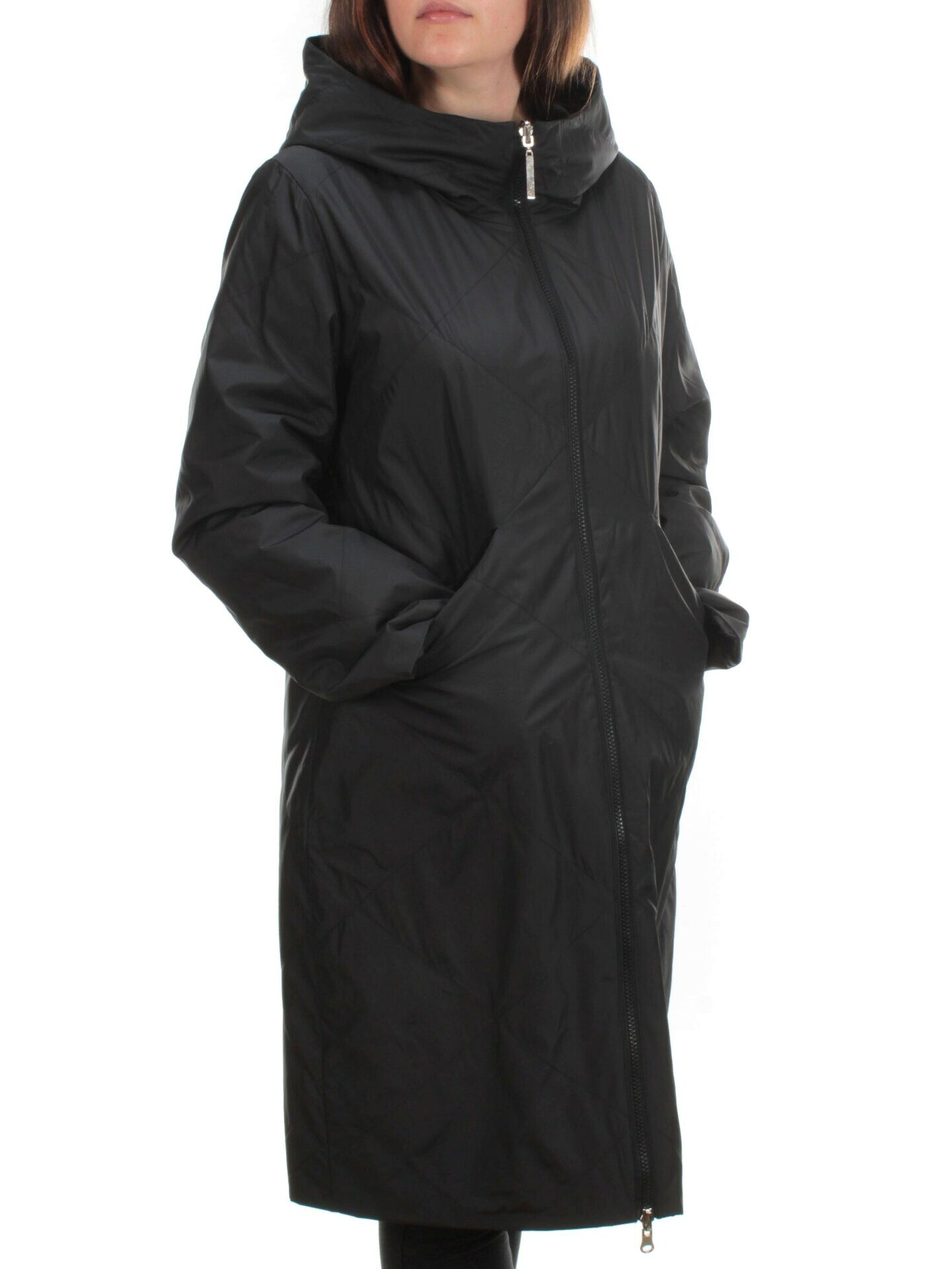22098 BLACK Куртка демисезонная двухсторонняя женская (80 гр. синтепон)