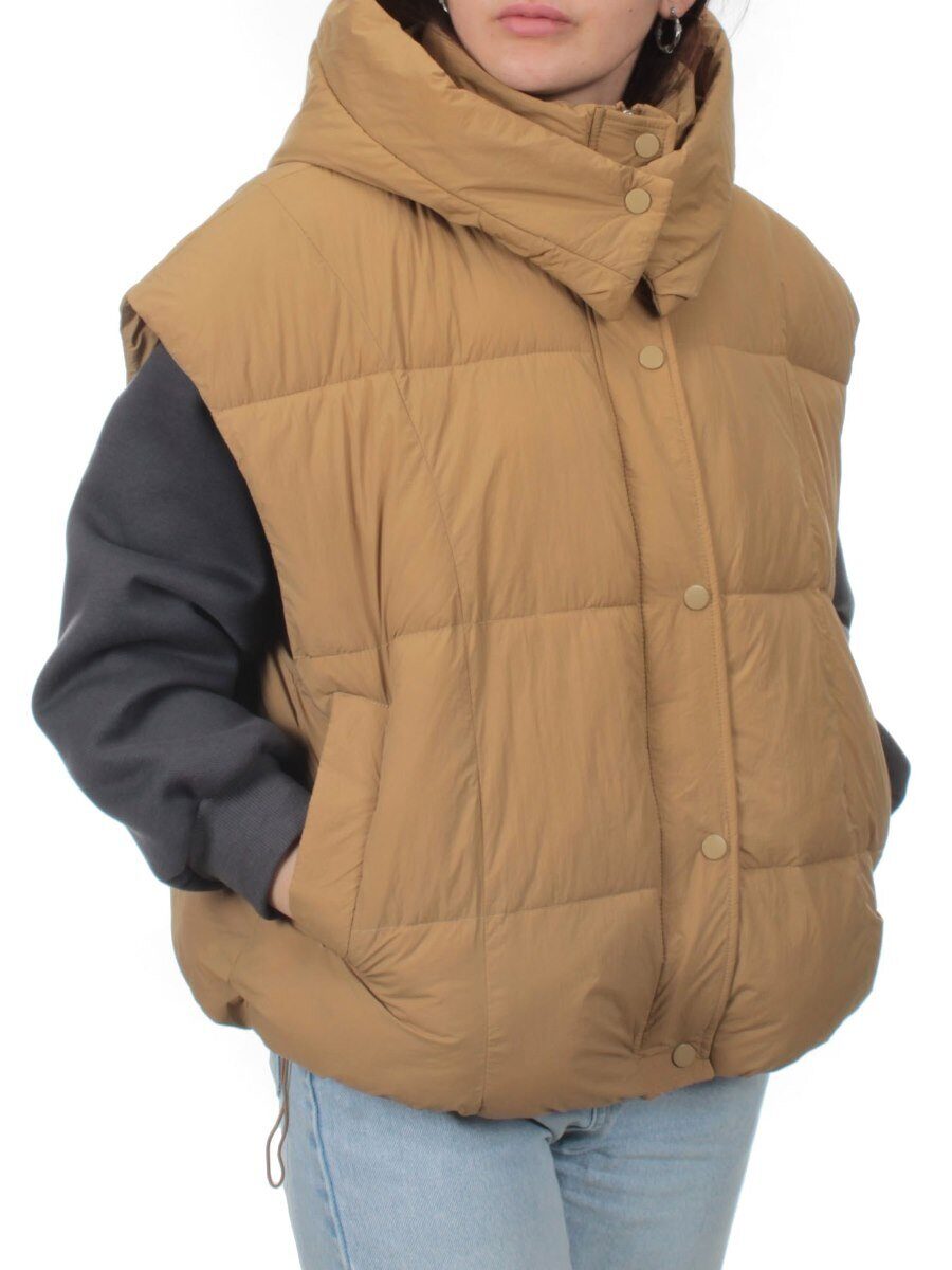 24001 DK. BEIGE Жилет утепленный женский (100 гр. холоффайбер)