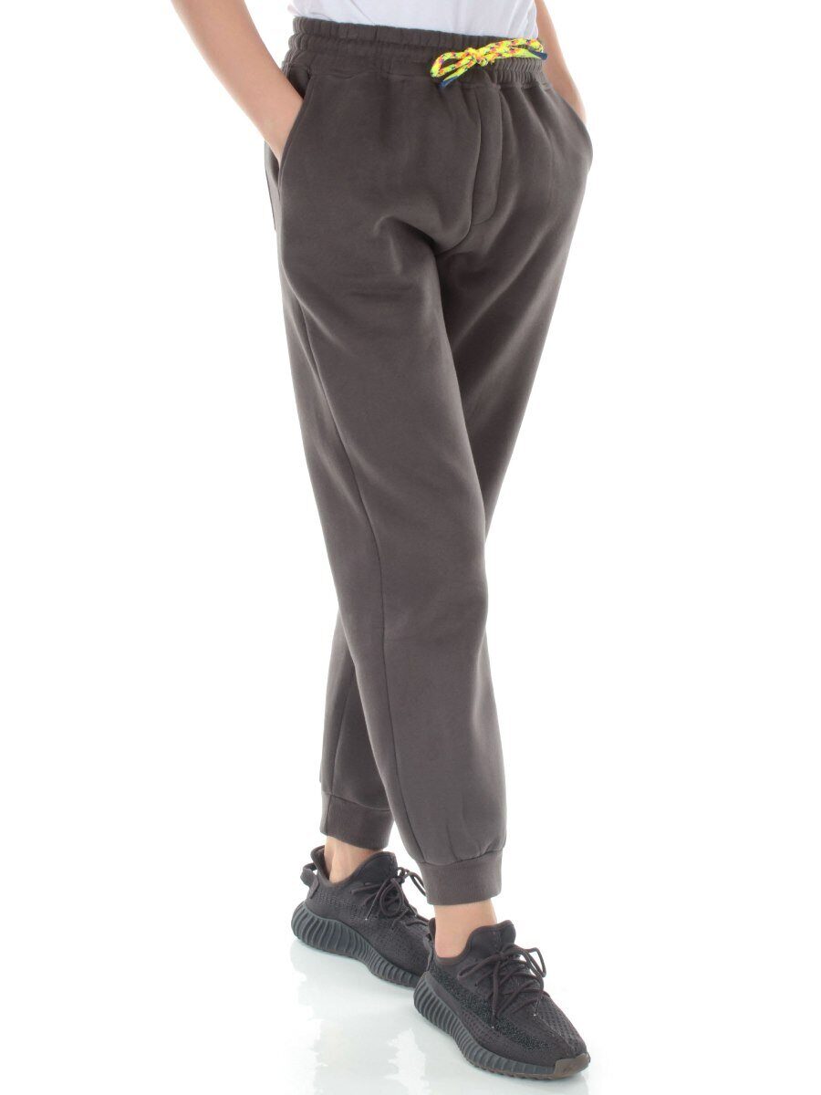 M047 DK. GRAY Брюки спортивные утепленные женские (85% хлопок, 10% полиэстер, 5% спандекс)