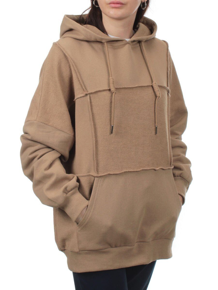 3258 BROWN Худи женское (95% хлопок, 5% эластан)