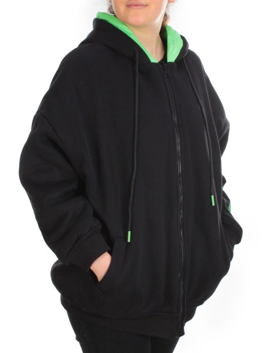 2562 BLACK/GREEN Худи женское (50 гр. синтепон)
