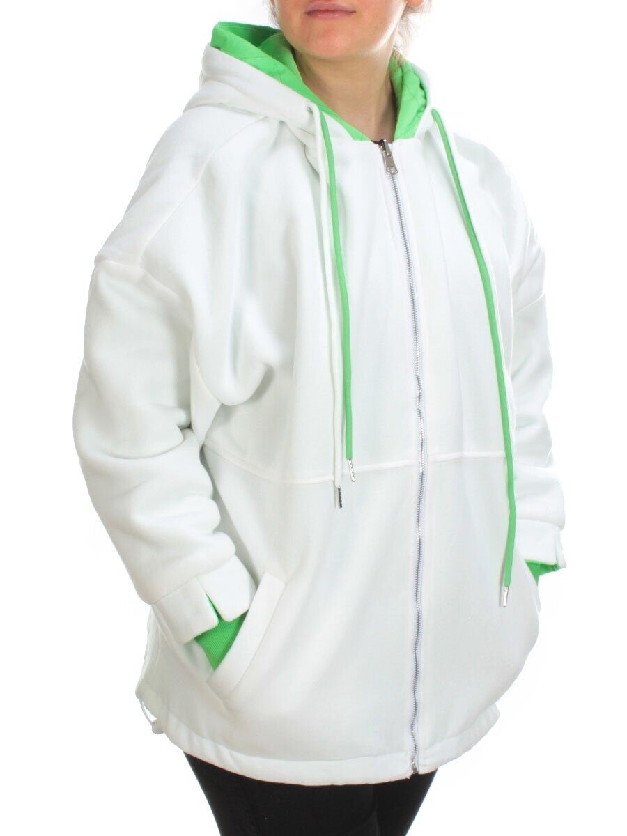 2561 WHITE/GREEN Худи женское (50 гр. синтепон)