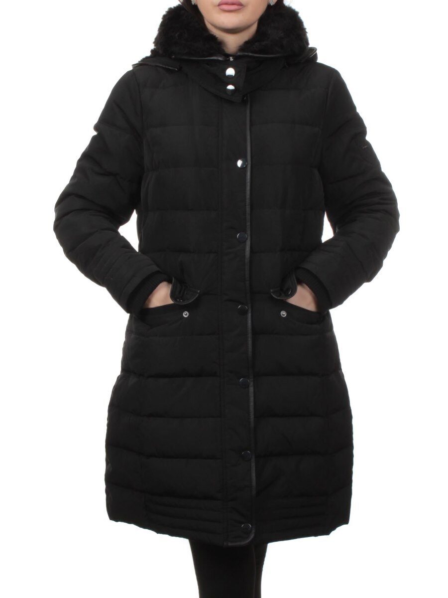 B-15 BLACK Пальто зимнее стеганое женское (200 гр. холлофайбер)
