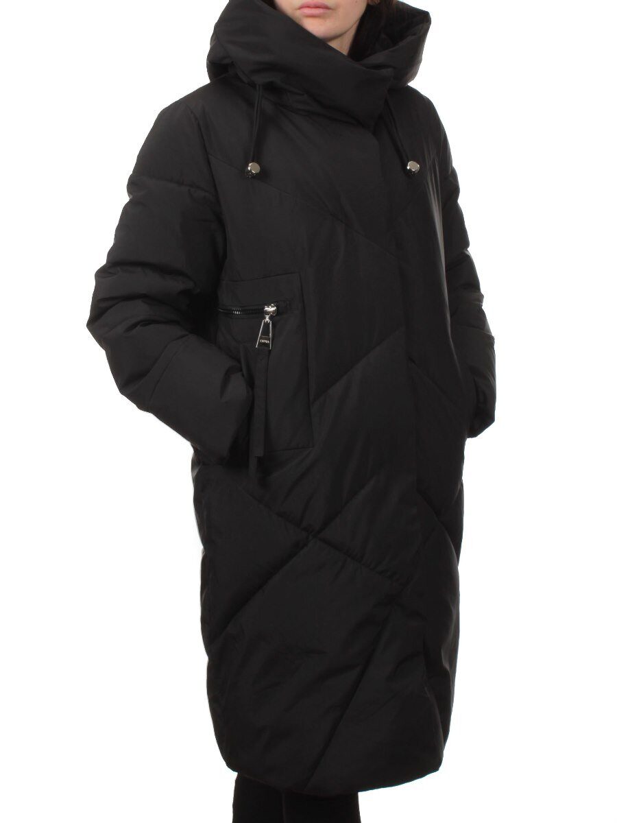 8825 BLACK Пальто зимнее женское (200 гр. холлофайбер)