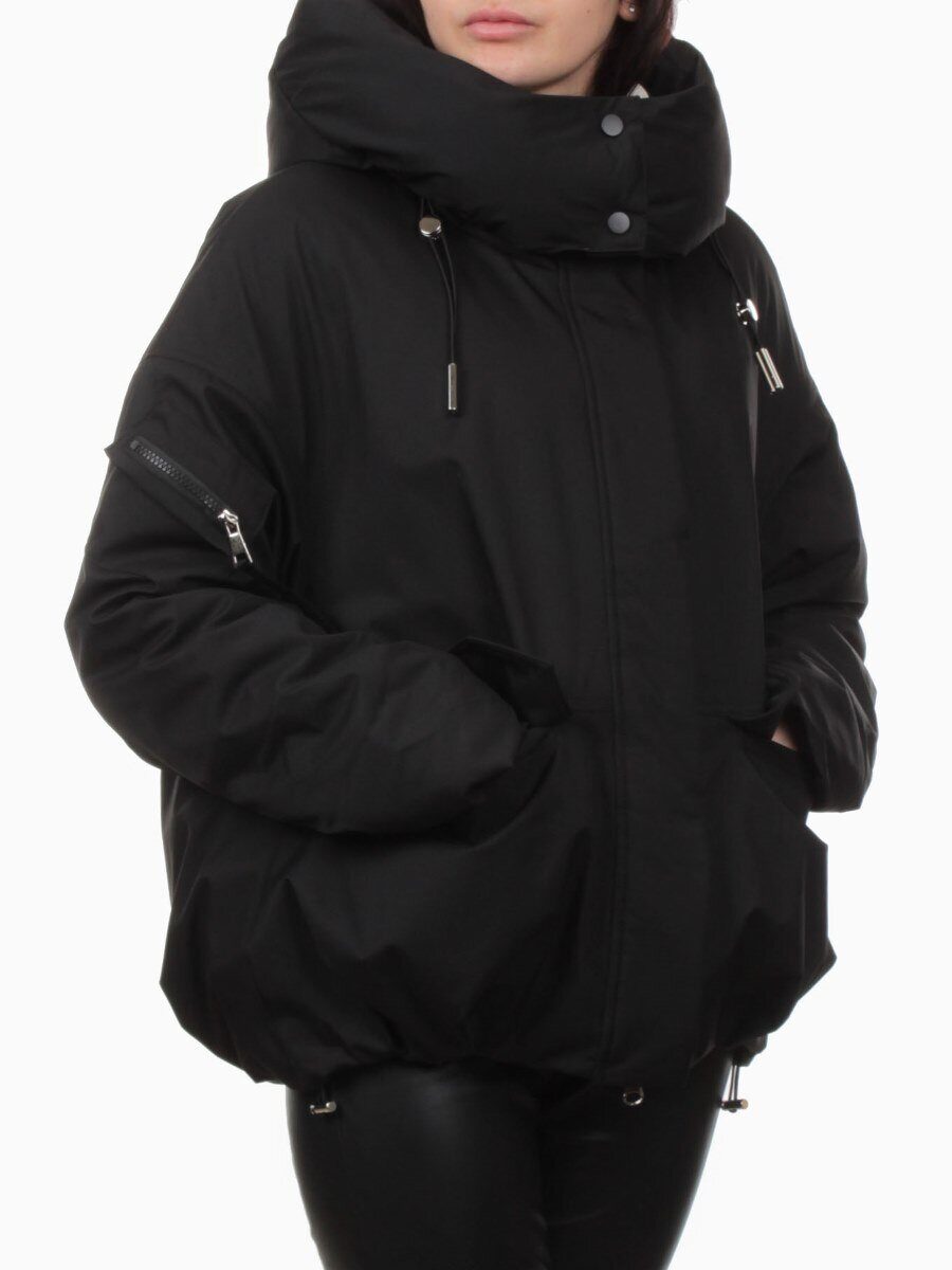 H24-816 BLACK Куртка зимняя женская (150 гр. холлофайбер)