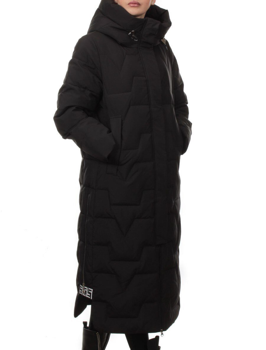H268 BLACK Пальто зимнее женское (170 гр. холлофайбер)