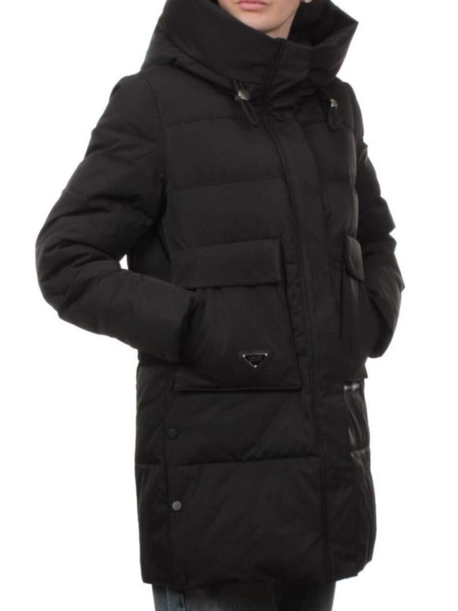 751 BLACK Пальто зимнее женское (170 гр. холлофайбер)