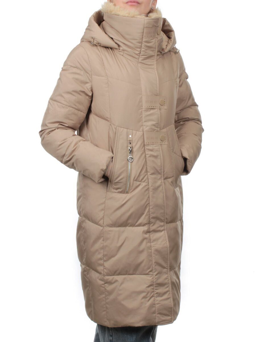 9101 BEIGE Пальто зимнее женское (170 гр. холлофайбер)