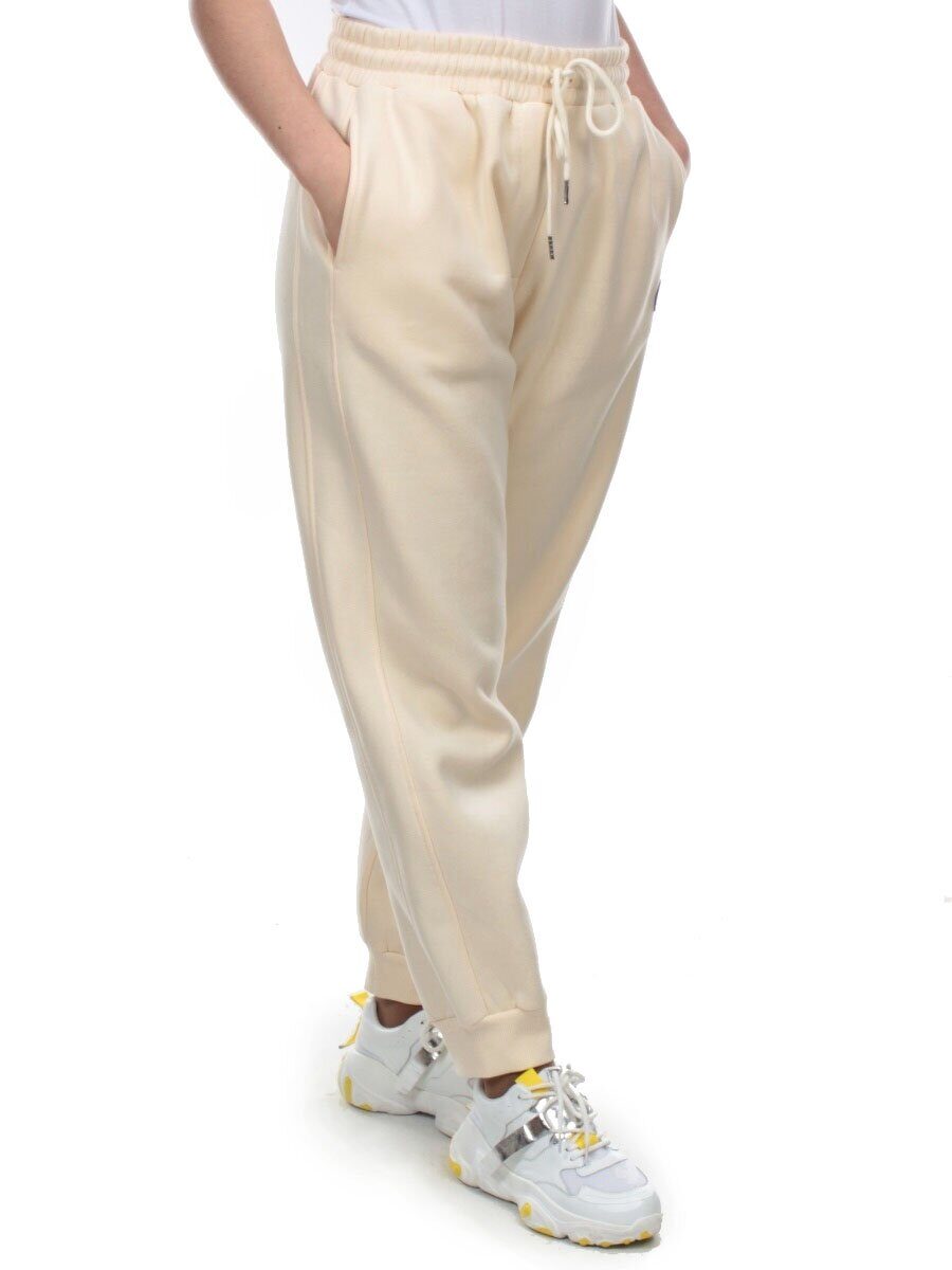 M043 BEIGE Брюки спортивные женские на флисе (100% хлопок) 7986