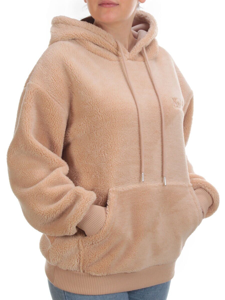 106 BEIGE Худи женское Тедди на флисе
