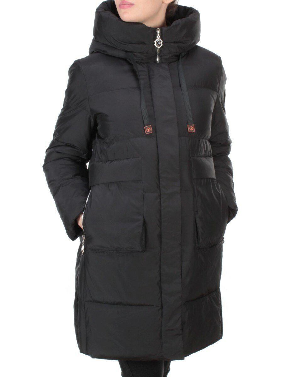 8966 BLACK  Пальто зимнее женское CLOUD LAG CAT  (200 гр. холлофайбер)
