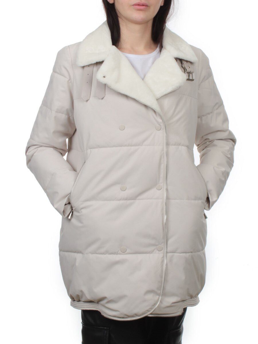 S24-236 LT. BEIGE Куртка демисезонная женская (100 гр. холлофайбер)