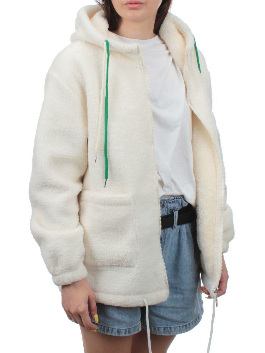 1006 MILK WHITE Куртка плюшевая демисезонная (65% хлопок, 35% полиэстер) оверсайз 44-54