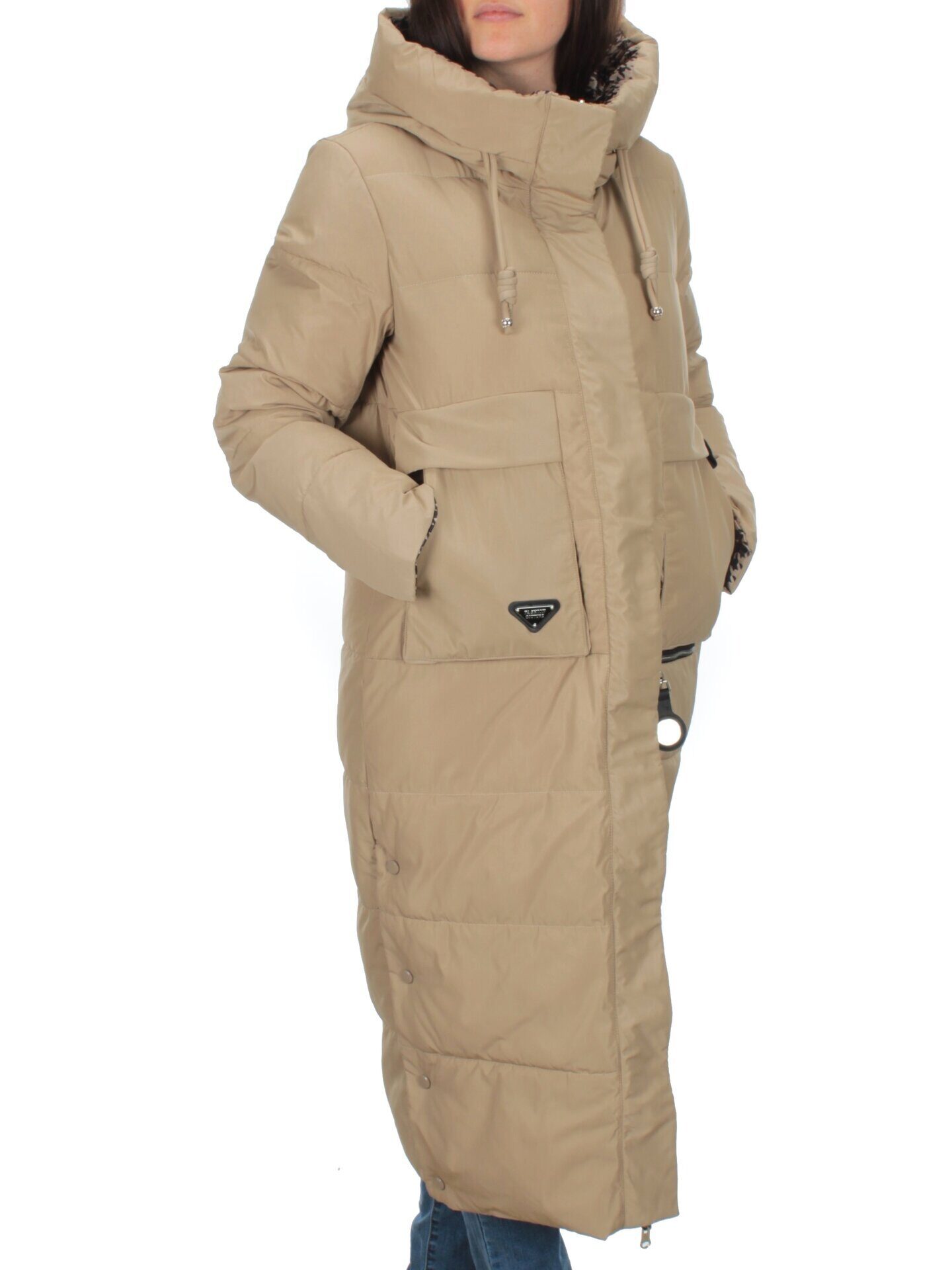 2272 BEIGE Пальто двухстороннее зимнее женское (200 гр. тинсулейт) размер 48