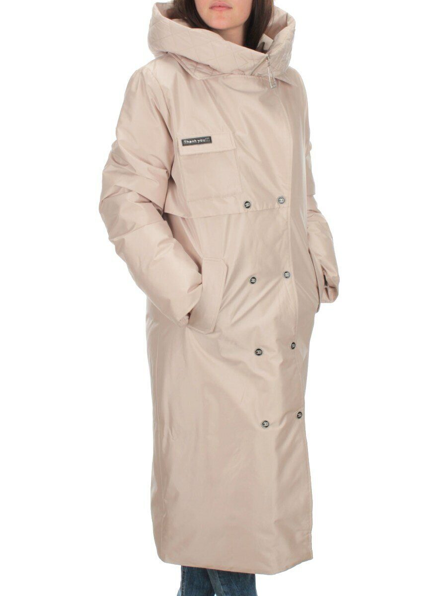 EAC327 LT.BEIGE Пальто зимнее женское (200 гр. холлофайбера) размер 48