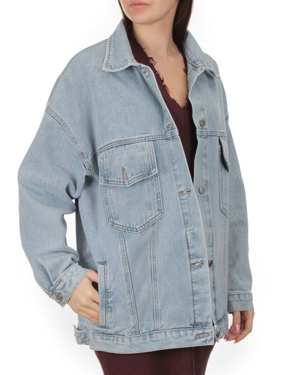 8813 LT. BLUE Куртка джинсовая женская оверсайз размер 46-54